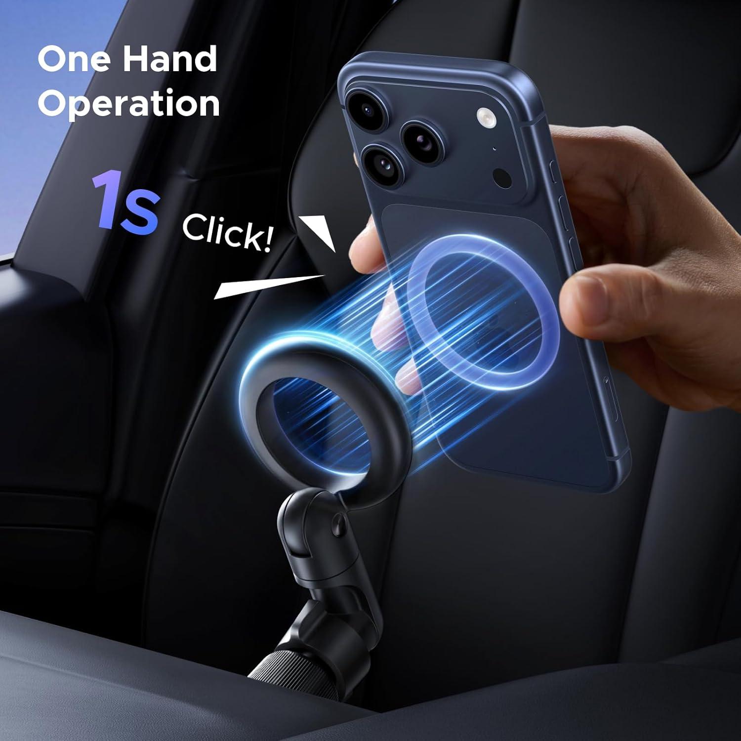 imageUGREEN Phone Mount for Magsafe Air Vent Car Mount Magnetic Never Block Phone Holder Strengthen Magnetic Power Compatible with iPhone 17 16 15 Pro Max 14 13 12 Pro Mini MagSafe Case