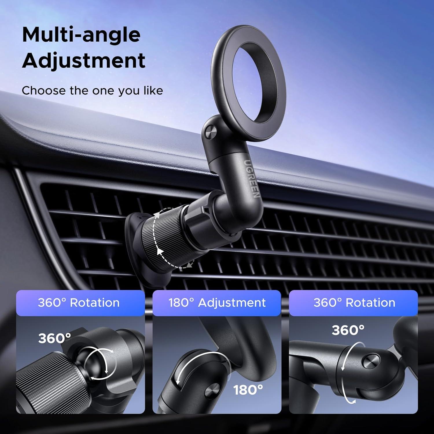 imageUGREEN Phone Mount for Magsafe Air Vent Car Mount Magnetic Never Block Phone Holder Strengthen Magnetic Power Compatible with iPhone 17 16 15 Pro Max 14 13 12 Pro Mini MagSafe Case