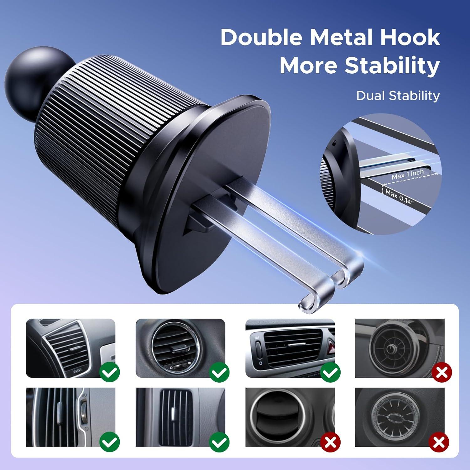 imageUGREEN Phone Mount for Magsafe Air Vent Car Mount Magnetic Never Block Phone Holder Strengthen Magnetic Power Compatible with iPhone 17 16 15 Pro Max 14 13 12 Pro Mini MagSafe Case