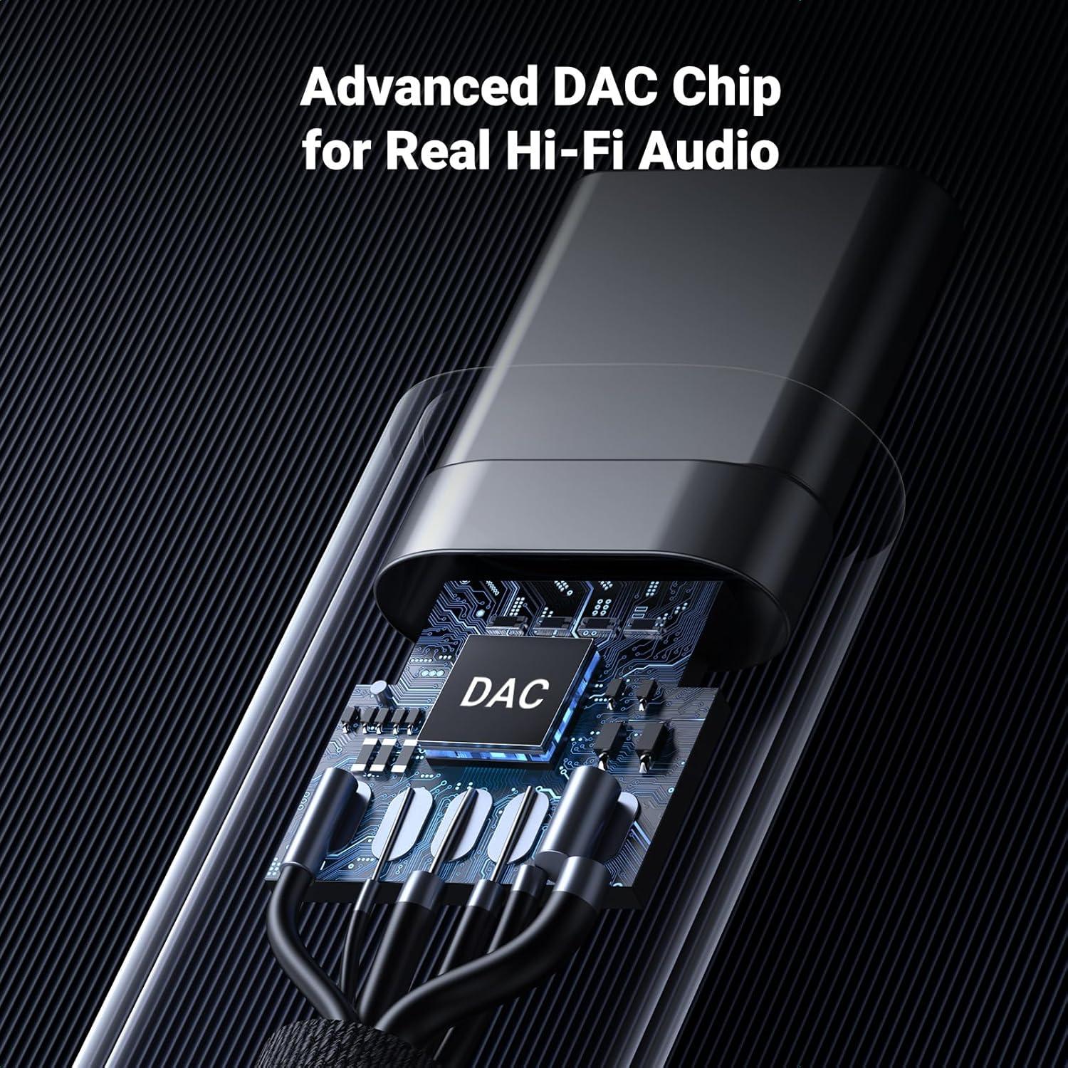 imageUGREEN USB C to 35mm Audio Adapter HiRes 32bit384KHz USB C to Aux Dongle HiFi Headphone Jack Cable Cord Compatible with iPhone 17 16 15 Pro Max Samsung Galaxy S25 Ultra Pixel 9 iPad Air Mini