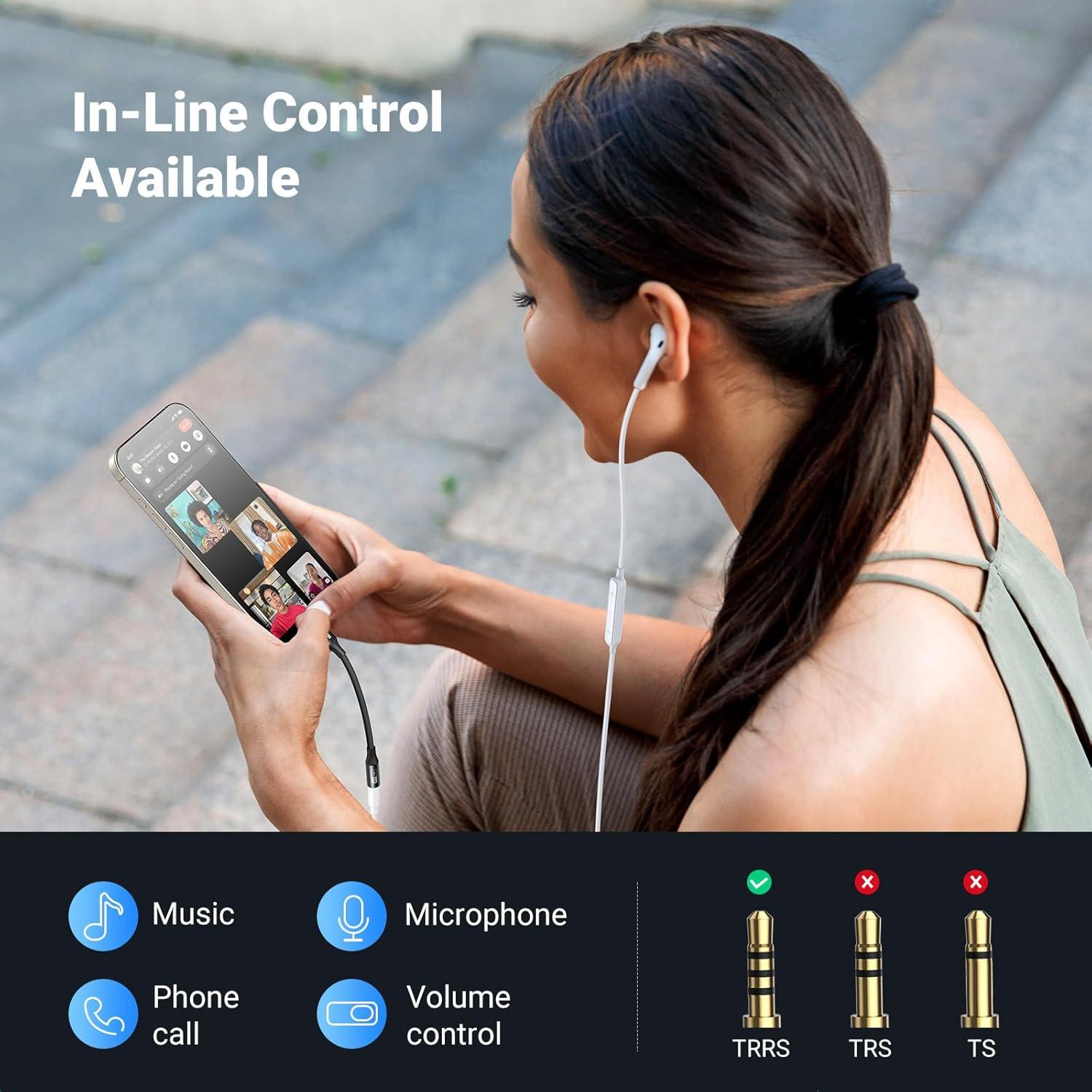 imageUGREEN USB C to 35mm Audio Adapter HiRes 32bit384KHz USB C to Aux Dongle HiFi Headphone Jack Cable Cord Compatible with iPhone 17 16 15 Pro Max Samsung Galaxy S25 Ultra Pixel 9 iPad Air Mini