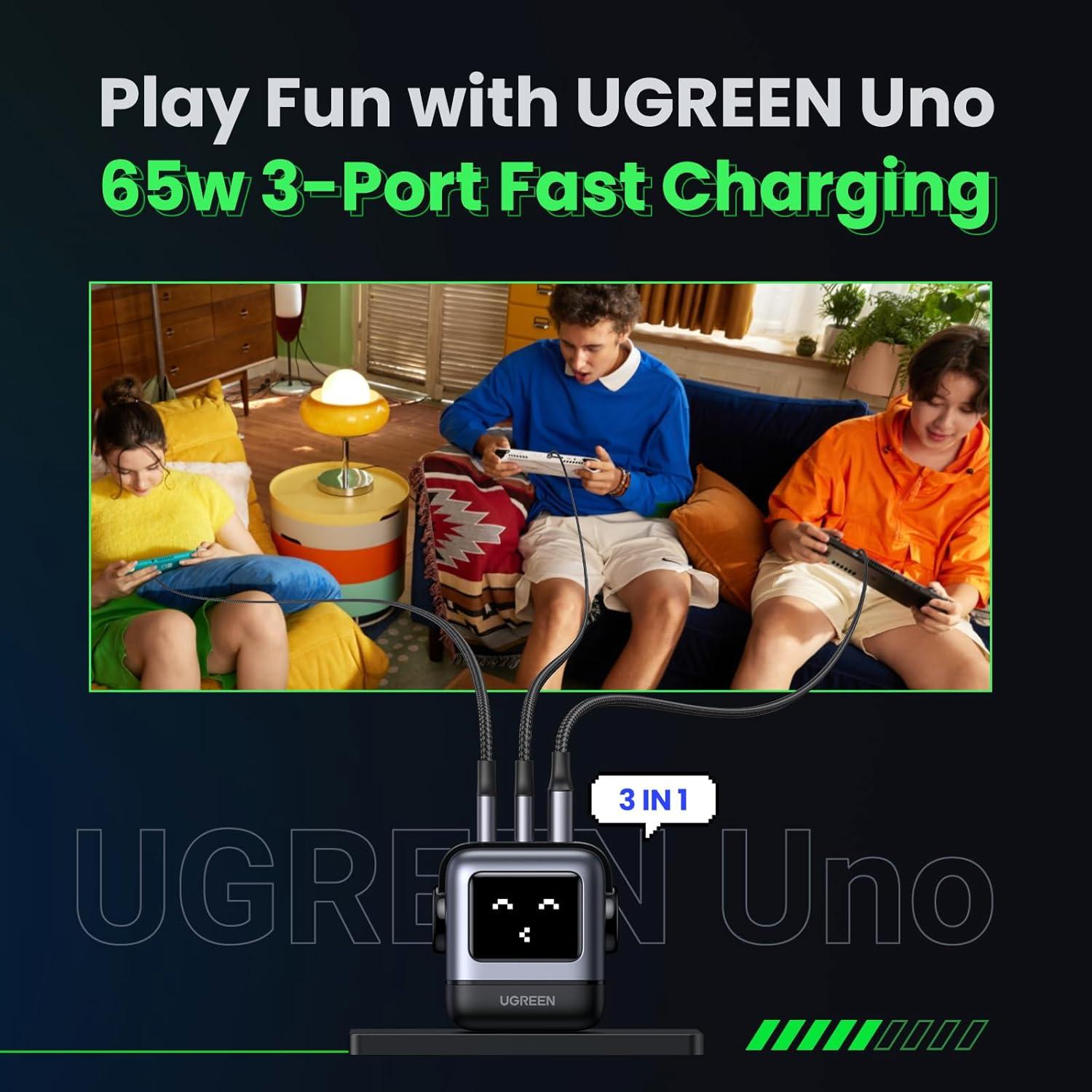 imageUGREEN Uno Charger 65W USB C Charger Bundle with 66ft 240W USB C Cable with Digital Display Compatible with iPhone 1717 Pro17 Pro Max MacBook ProAir Galaxy S25S24 iPad ProAir Pixel 10