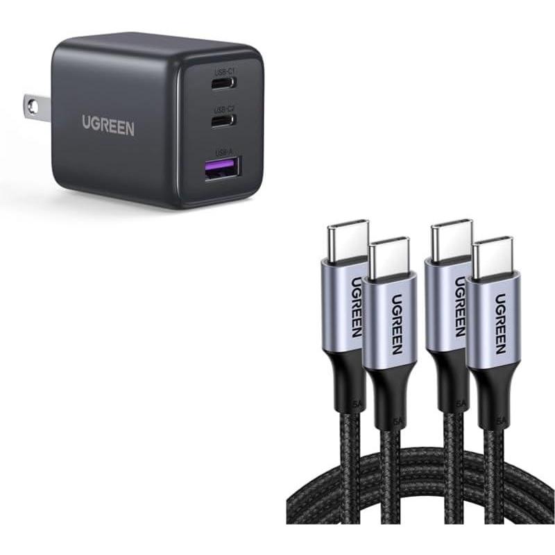 imageUGREEN 100W USBC Cable 2Pack 30W USBC GaN Charger Bundle HighSpeed Charging Combo for Laptop Phone amp Tablet