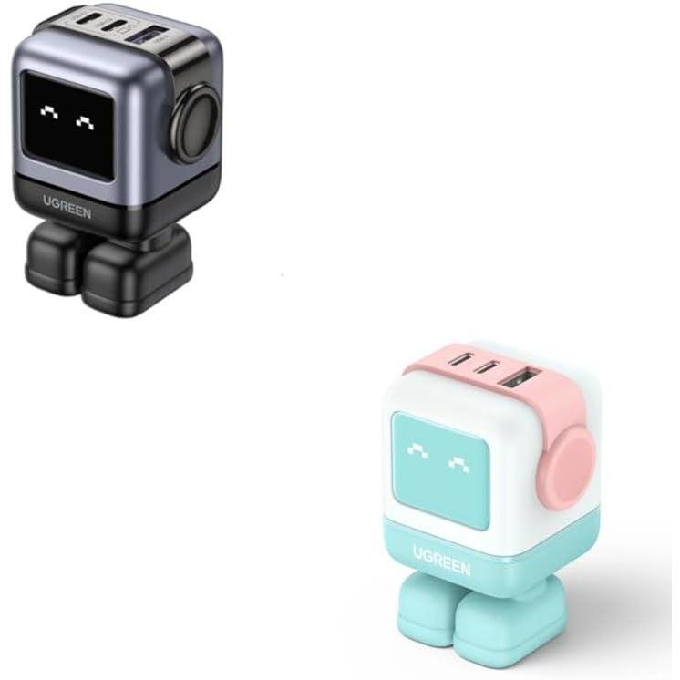 imageUGREEN 65W USBC Charger Bundle Black Robot Light Blue Robot 3Port Fast Charger Combo Compatible with iPhone 16151413 Galaxy S25S24 iPad Pro MacBook Air Pixel