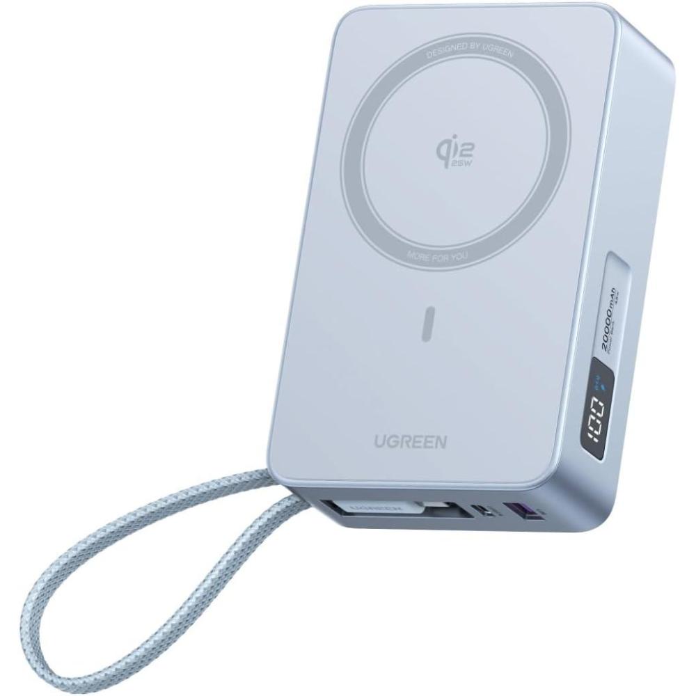 imageUGREEN MagFlow 20000mAh Magnetic Power Bank for MagSafe with Builtin Cable HighCapacity Qi2 25W Certified Wireless Charging and 45W PD Fast Charging Portable Charger for iPhone 17 Pro Max161514