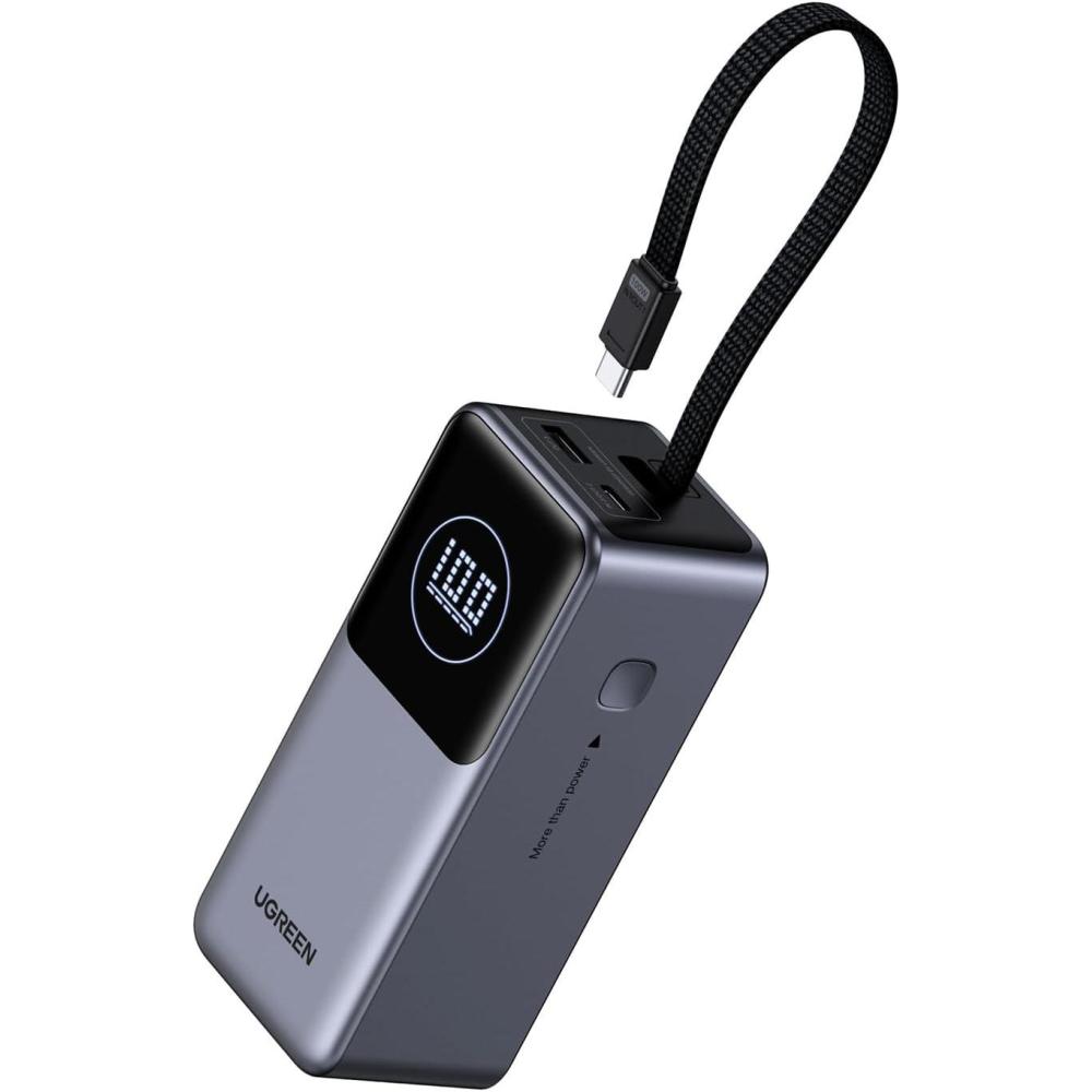 imageUGREEN Nexode Power Bank 20000mAh 130W with Builtin USB C Cable Laptop Travel Portable Charger 80W Input Fast Charging for MacBook ProAiriPhone 1716iPad ProGalaxy S25 UltraDellHP and More