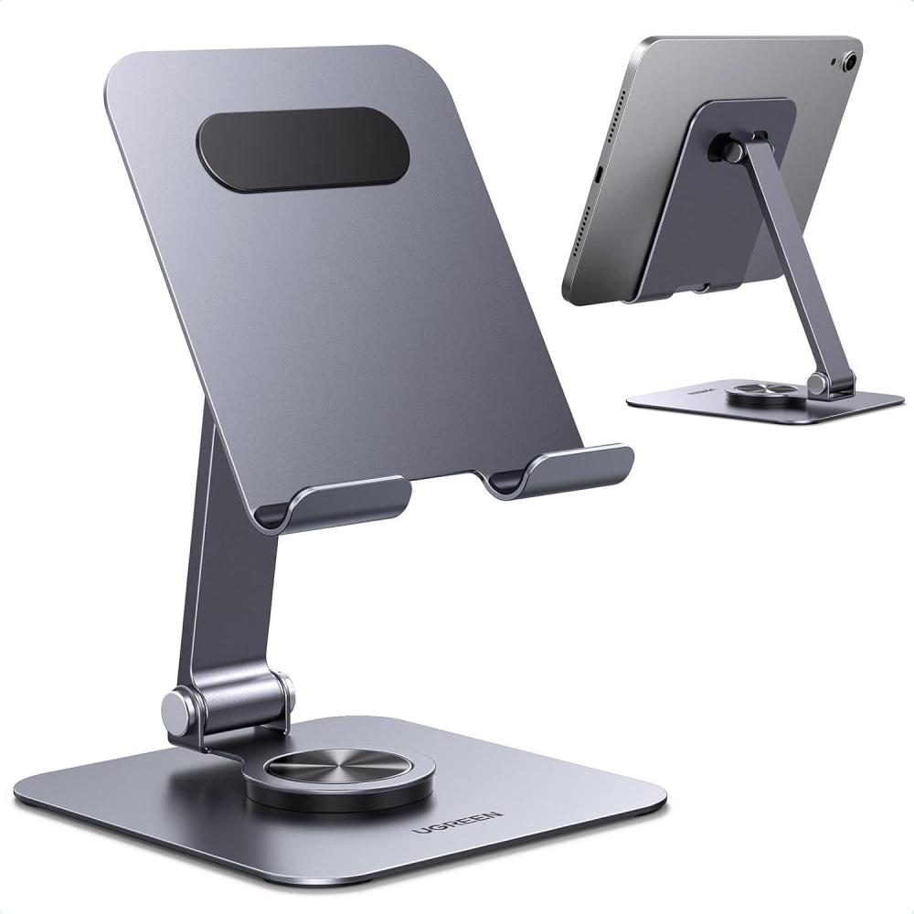 imageUGREEN Tablet Stand Holder for Desk 360 Rotating Base Aluminum Tablet Holder Adjustable MultiAngle Home Office Accessories Compatible with iPad Pro Air Mini 13 129 11 Inch