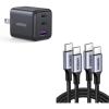 imageUGREEN 100W USBC Cable 2Pack  30W USBC GaN Charger Bundle  HighSpeed Charging Combo for Laptop Phone amp Tablet