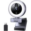 imageUGREEN 2K Webcam with 4Level Ring Light Full HD Webcam for PC with Microphone Privacy Cover USB Web Camera Compatible with Switch 2 Streaming Conference Zoom Teams ComputerLaptopMacBook