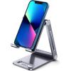 imageUGREEN Phone Stand for Desk Cell Phone Holder Adjustable Compatible with iPhone 17 Air16151413 Pro Max12 Mini11XS MaxXRXNintendo Switch Aluminum Metal Desktop Stand Portable Space GreySpace Grey