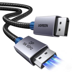 UGREEN 16K@60Hz 80Gbps DisplayPort Cable 2.1 DP Cord 8K@240Hz 4K@480Hz Display Port Cable 6.6FT HDR, HDCP2.3, DSC1.2a, FreeSync, G-Sync, Alu Braid Compatible Monitor, Graphics RTX 5090 4090, PC, HDTV(10FT)