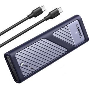 UGREEN 20Gbps M.2 NVMe SATA SSD Enclosure Compatible with 10Gbps USB C External M.2 Enclosure USB 3.2 Gen2 Support UASP Trim for M/B+M Key NVMe and SATA SSD in Size of 2230/2242/2260/2280