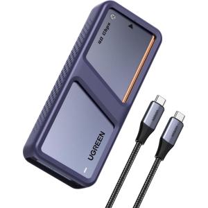 UGREEN 40Gbps M.2 NVMe SSD Enclosure with Dual Chips, External SSD Drive with Cooling Fan, Compatible with Thunderbolt 4/3 USB4/3.2/2.0, Support 1/2/4/8TB M-Key/(M&B) Key 2280 Side SSD Enclsoure