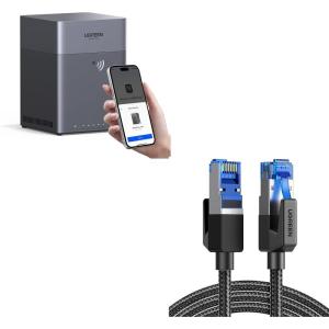 UGREEN NAS DH4300 Plus 4-Bay Desktop NAS (Diskless) Bundle with Cat 8 Ethernet Cable 6FT, High Speed Braided 40Gbps 2000Mhz Network Cord