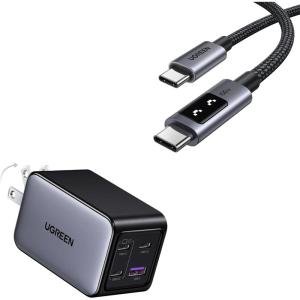 UGREEN Nexode 65W GaN Wall Charger Bundle with Uno 3.3FT 100W USB C to USB C Cable for iPhone 17/17 Air/17 Pro/17 Pro Max/16, MacBook Pro/Air, iPad Pro/Air, Galaxy S25 Ultra