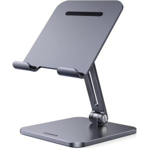 UGREEN Tablet Stand Compatible for iPad Desk Stand Holder Adjustable Aluminum Thicker Base Compatible with iPad Pro Air Mini 13 12.9 11 Inch Home Office Desk Accessories Grey(Grey)