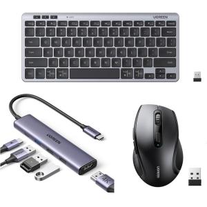 UGREEN USB C Hub Bundle with Wireless Mouse and 78 Keys Keyboard