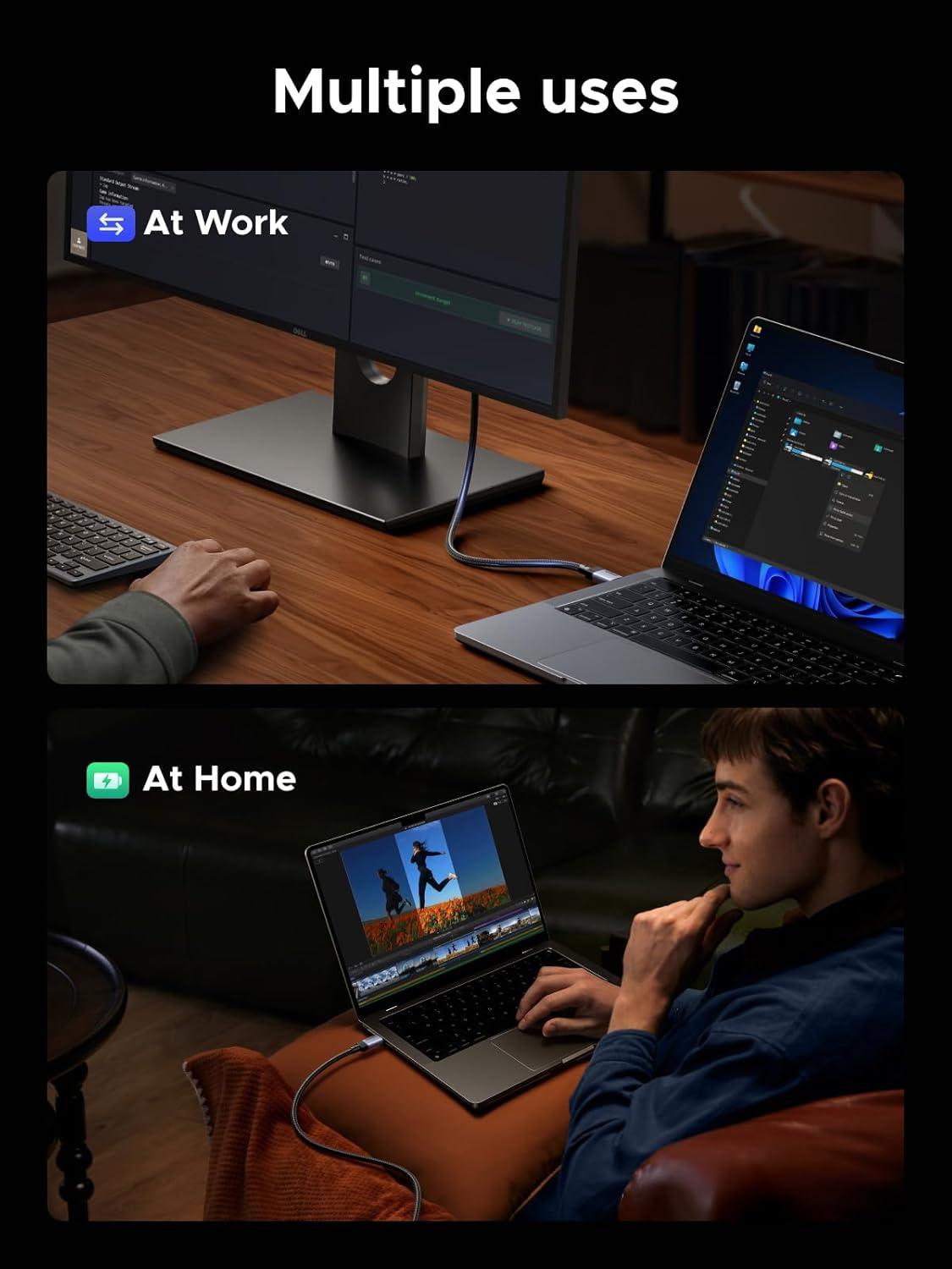 imageUGREEN 240W USB C Cable Gen2 10Gbps USB 32 4K 60Hz Video Output Fast Charging Compatible with iPhone 171615 Pro Max NVMe SSD Monitor Galaxy S25S24S23 Ultra MacBook Pro 33FT