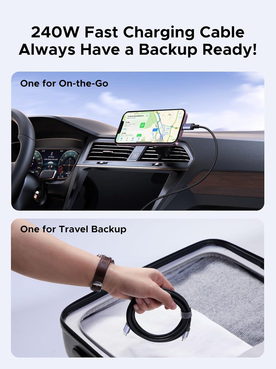 imageUGREEN 2Pack 240W USB C to USB C Cable Fast Charging USB C Cable for iPhone 17 Pro Max1615 Galaxy S25S24S23 Pixel 1098 MacBook ProAir ThinkBook Dell XPS iPad ProAir Steam Deck 66FT33FT