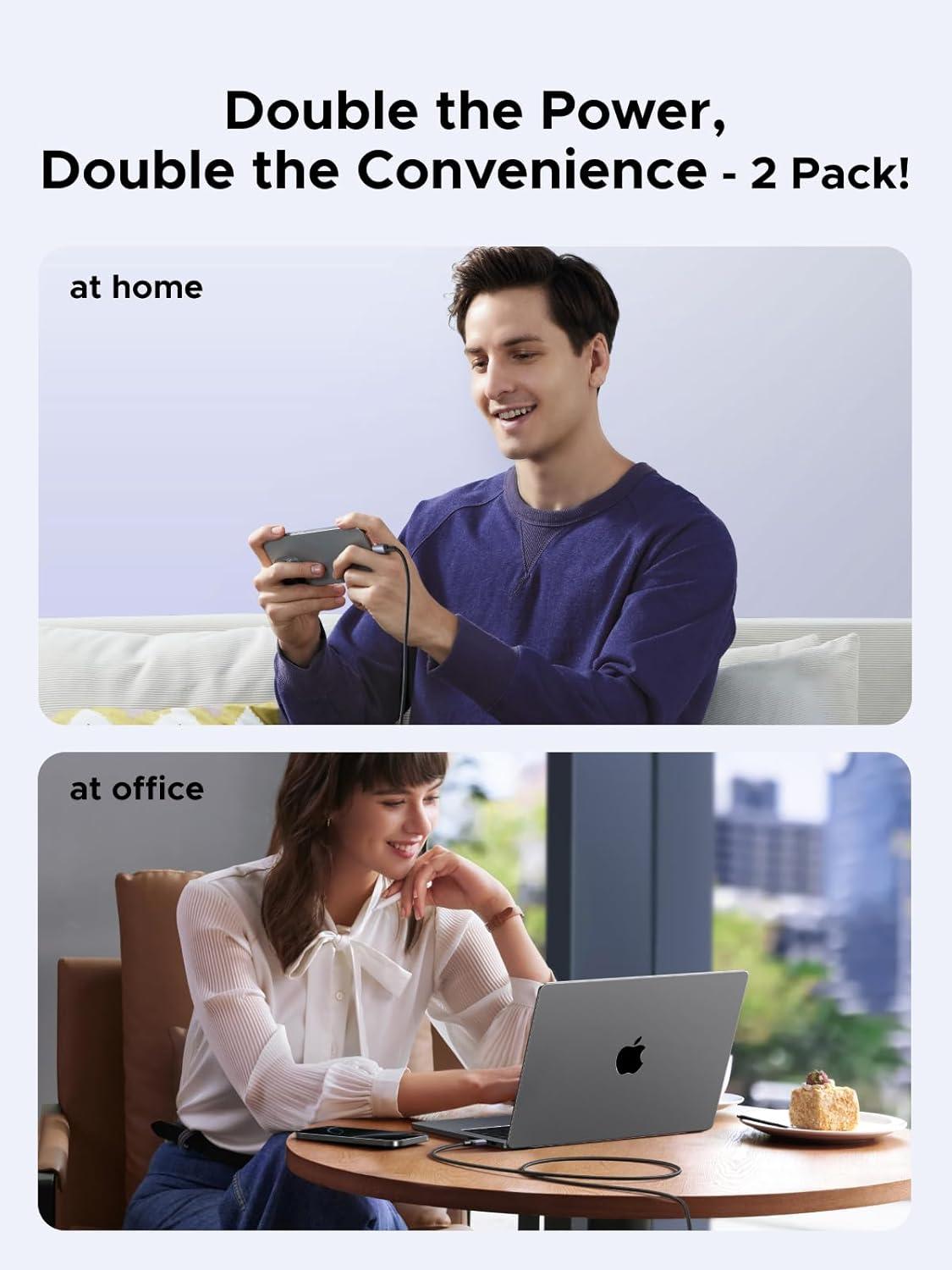 imageUGREEN 2Pack 240W USB C to USB C Cable Fast Charging USB C Cable for iPhone 17 Pro Max1615 Galaxy S25S24S23 Pixel 1098 MacBook ProAir ThinkBook Dell XPS iPad ProAir Steam Deck 66FT33FT