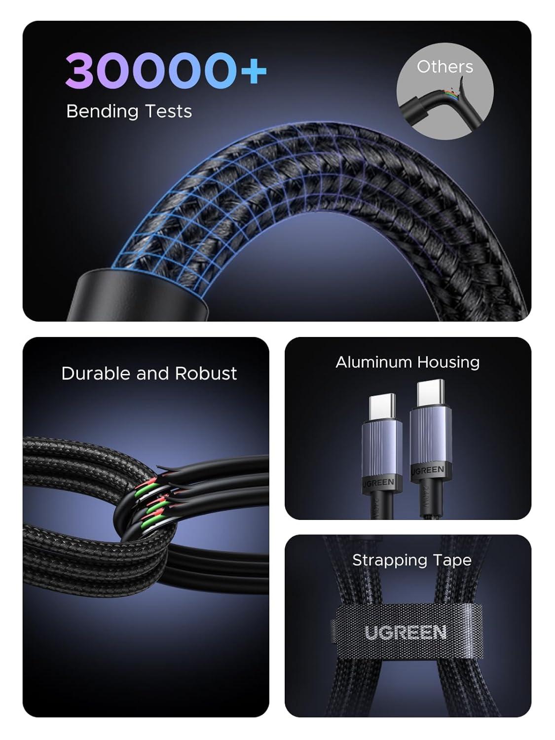 imageUGREEN 2Pack 240W USB C to USB C Cable Fast Charging USB C Cable for iPhone 17 Pro Max1615 Galaxy S25S24S23 Pixel 1098 MacBook ProAir ThinkBook Dell XPS iPad ProAir Steam Deck 66FT33FT