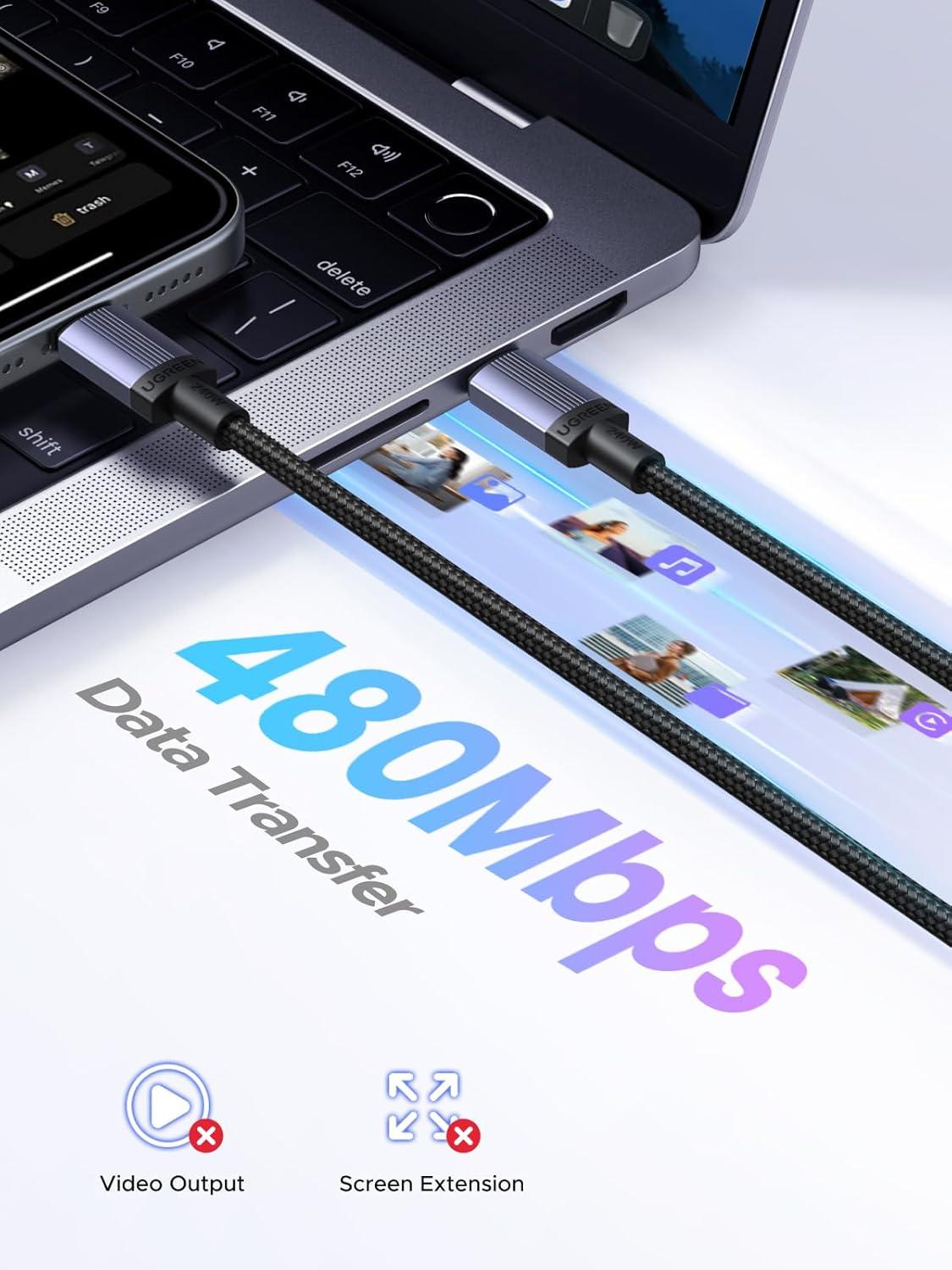 imageUGREEN 2Pack 240W USB C to USB C Cable Fast Charging USB C Cable for iPhone 17 Pro Max1615 Galaxy S25S24S23 Pixel 1098 MacBook ProAir ThinkBook Dell XPS iPad ProAir Steam Deck 66FT33FT