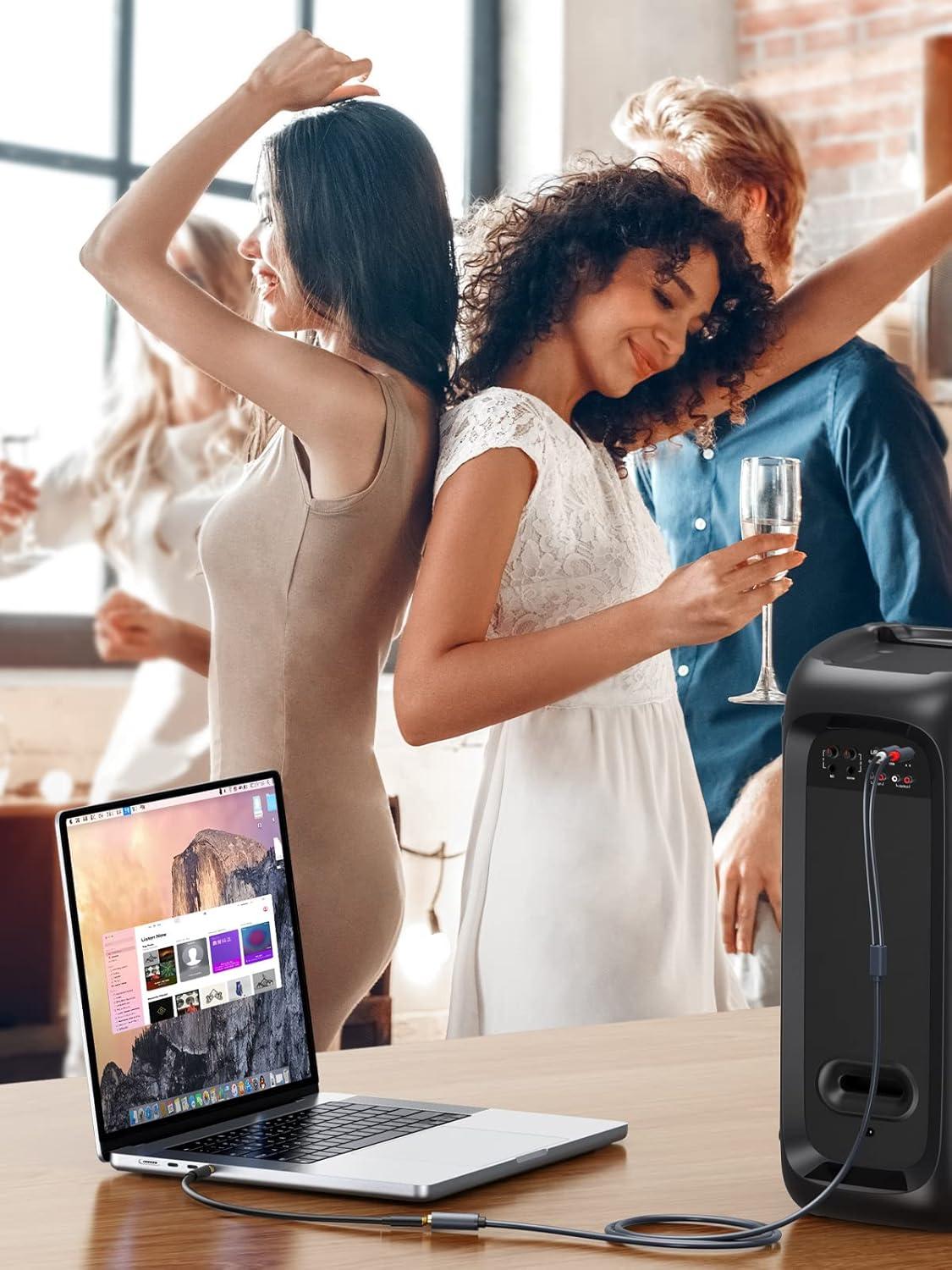 imageUGREEN 35mm Female to 2 RCA Male Cable Gold Plated Stereo RCA Auxiliary Audio Adapter Flexible Metal Shell Y Splitter Aux Cord Compatible with iPod MP3 DVD DJ Controller Mixer Speaker 3FT3FT