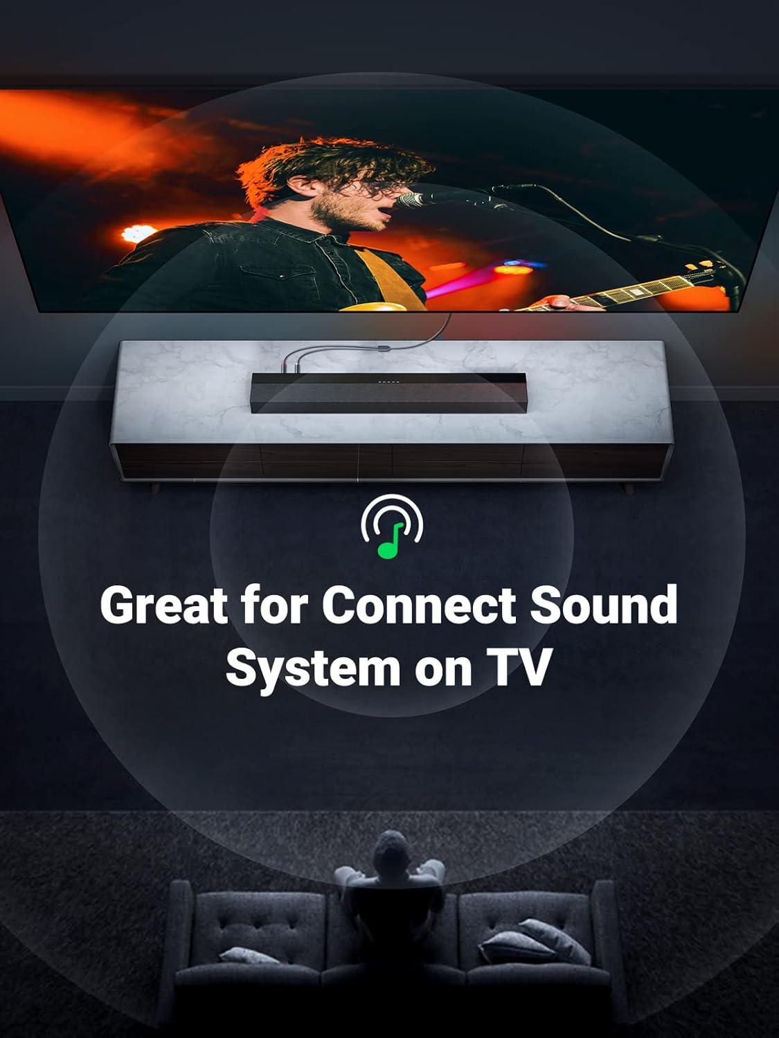 imageUGREEN 35mm Female to 2 RCA Male Cable Gold Plated Stereo RCA Auxiliary Audio Adapter Flexible Metal Shell Y Splitter Aux Cord Compatible with iPod MP3 DVD DJ Controller Mixer Speaker 3FT065FT