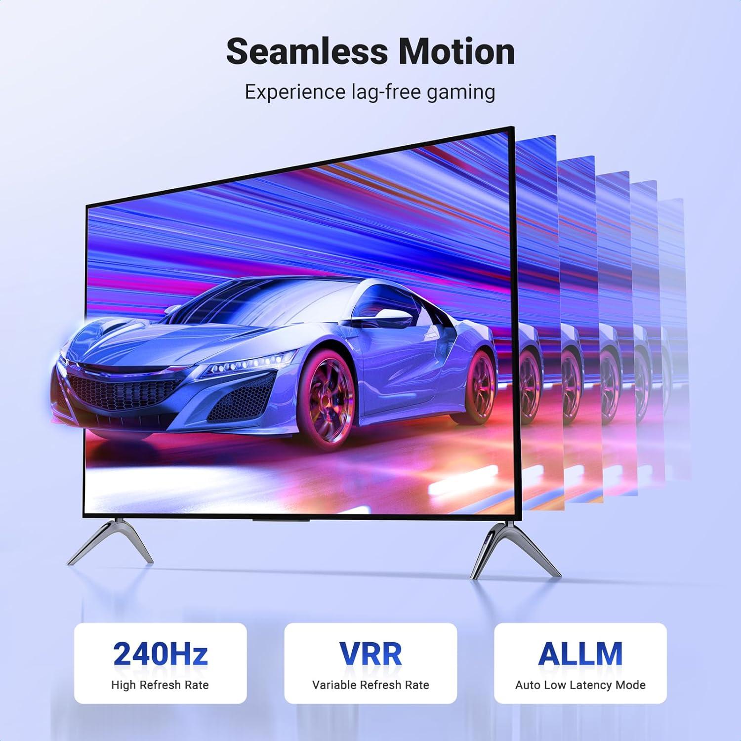 imageUGREEN HDMI 21 Cable Certified 8K 66FT Ultra High Speed HDMI Cord Braided 48Gbps 4K240Hz 10K60Hz with Dynamic HDR eARC Dolby Atmos HDCP Compatible with PS5 PS4 Xbox Roku TV HDTV Bluray Projector33FT