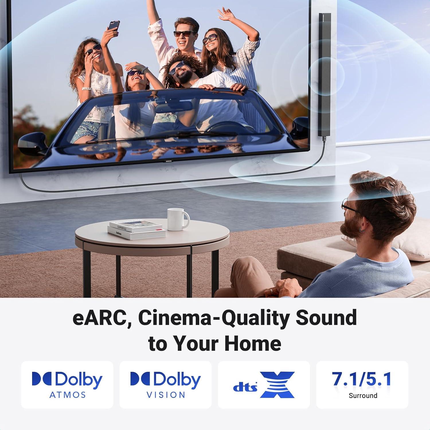 imageUGREEN HDMI 21 Cable Certified 8K 66FT Ultra High Speed HDMI Cord Braided 48Gbps 4K240Hz 10K60Hz with Dynamic HDR eARC Dolby Atmos HDCP Compatible with PS5 PS4 Xbox Roku TV HDTV Bluray Projector10 Feet