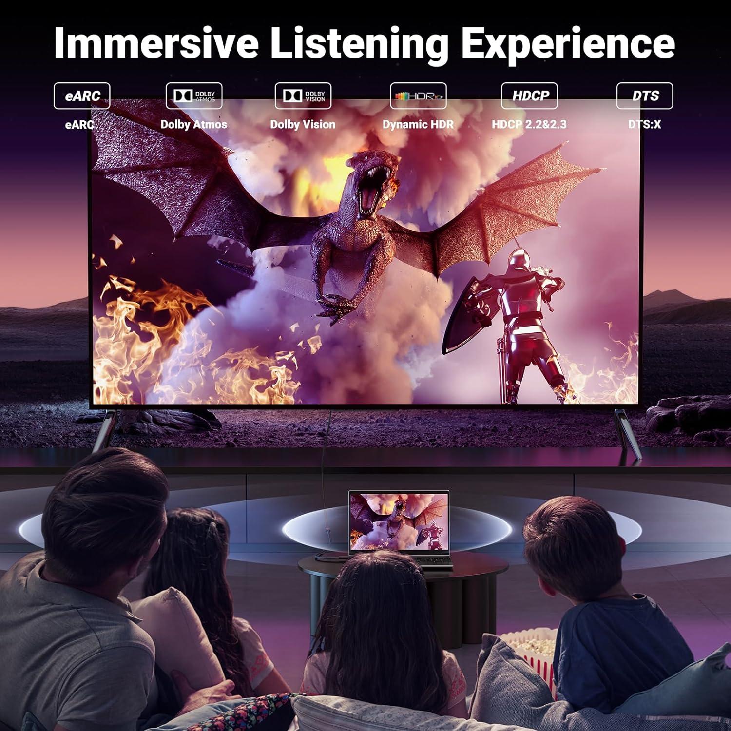 imageUGREEN HDMI Extender 8K 10K HDMI Extension Cable 21 Ultra High Speed Cord 4K Male to Female Adapter Compatible with MacBook Pro 2023PS5Xbox Series XRoku TVUHD TVBluray 15FT15FT