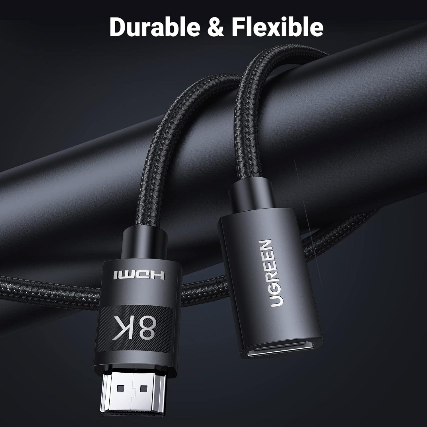 imageUGREEN HDMI Extender 8K 10K HDMI Extension Cable 21 Ultra High Speed Cord 4K Male to Female Adapter Compatible with MacBook Pro 2023PS5Xbox Series XRoku TVUHD TVBluray 15FT15FT