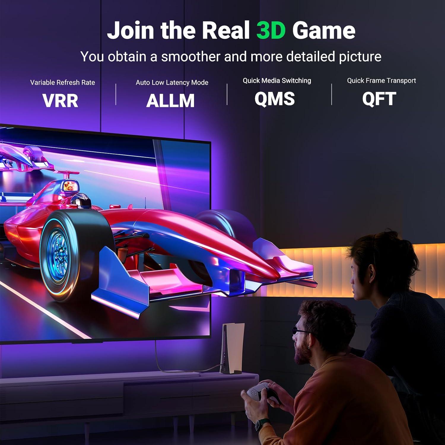 imageUGREEN HDMI Extender 8K 10K HDMI Extension Cable 21 Ultra High Speed Cord 4K Male to Female Adapter Compatible with MacBook Pro 2023PS5Xbox Series XRoku TVUHD TVBluray 15FT15FT