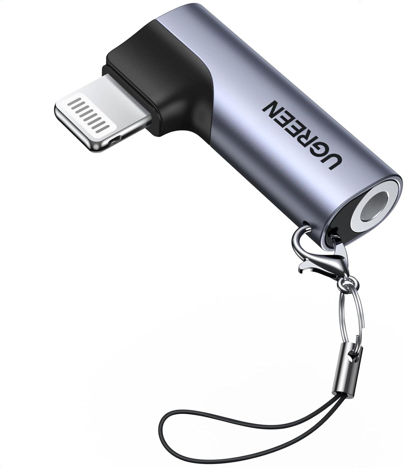 imageUGREEN Headphone Adapter for iPhone Lightning to 35mm Jack MFi TRRS Aux Earphone Stereo Audio Mic Converter Mini Dongle Compatible with iPhone 14 13 Pro Max 12 11 XR XS SE 2022 iPad Headset Car