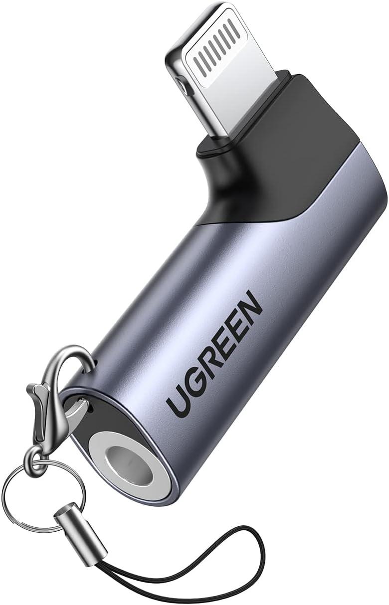 imageUGREEN Headphone Adapter for iPhone Lightning to 35mm Jack MFi TRRS Aux Earphone Stereo Audio Mic Converter Mini Dongle Compatible with iPhone 14 13 Pro Max 12 11 XR XS SE 2022 iPad Headset Car