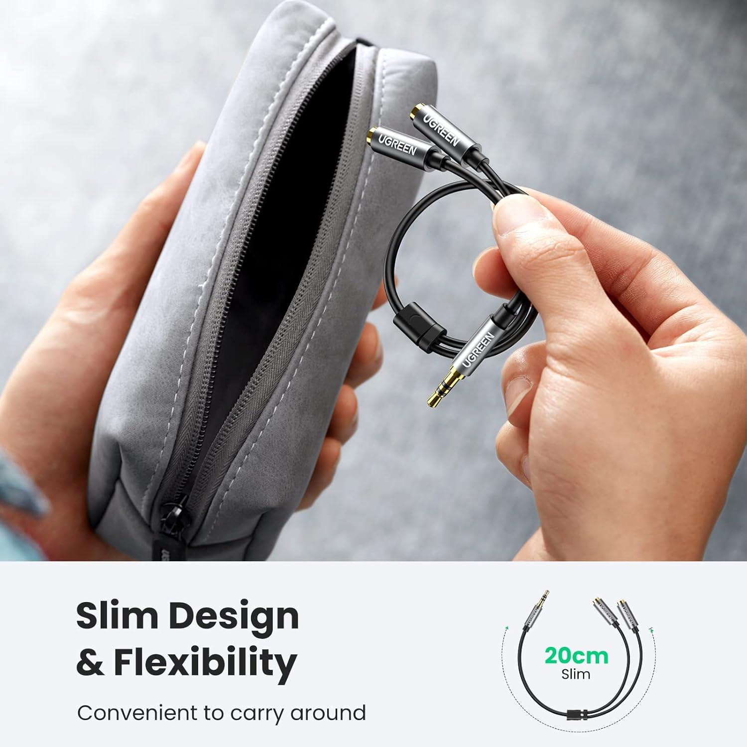 imageUGREEN Headphone Splitter 35mm Audio Stereo Y Splitter Aux Extension Cable Male to Female Dual Headphone Jack Adapter for Earphone Compatible with Switch 2PS4PS5 iPhone iPad Tablet Laptop 787