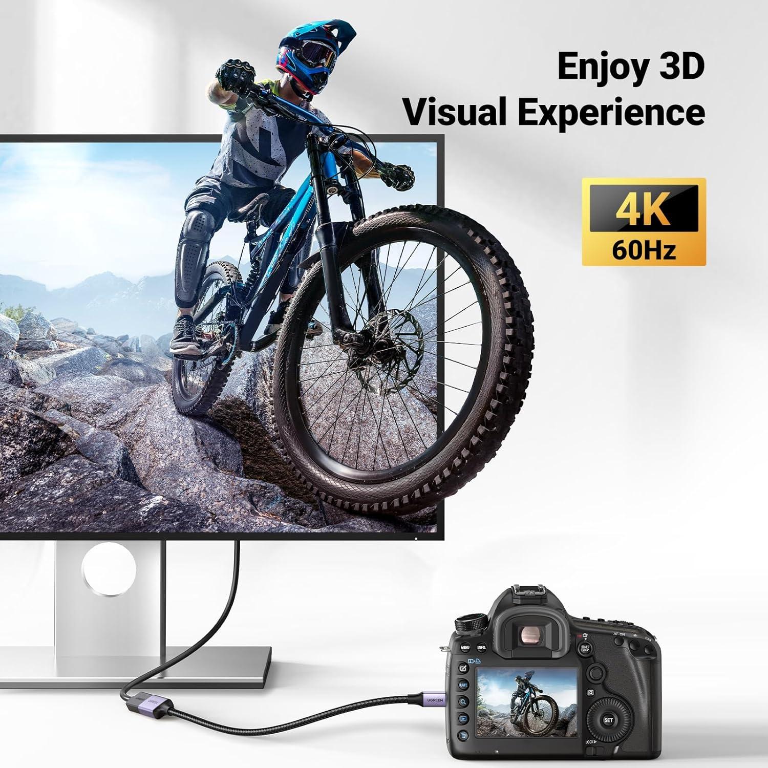 imageUGREEN Micro HDMI to HDMI Adapter Micro HDMI to Female HDMI Aluminum HDMI Cable Adapter Supports 4K 3D 1080P Compatible with Raspberry Pi 54Pi 500 GoPro Hero 7 Nikon B500 8 Inch Grey