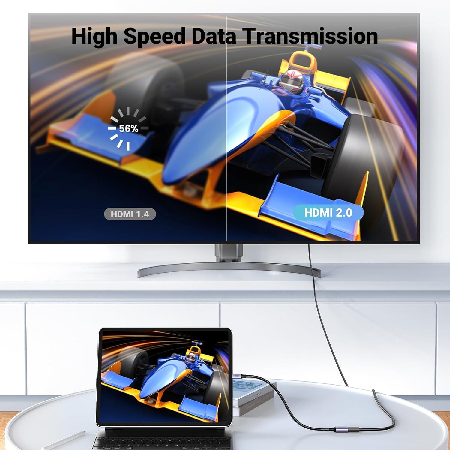 imageUGREEN Micro HDMI to HDMI Adapter Micro HDMI to Female HDMI Aluminum HDMI Cable Adapter Supports 4K 3D 1080P Compatible with Raspberry Pi 54Pi 500 GoPro Hero 7 Nikon B500 8 Inch Grey