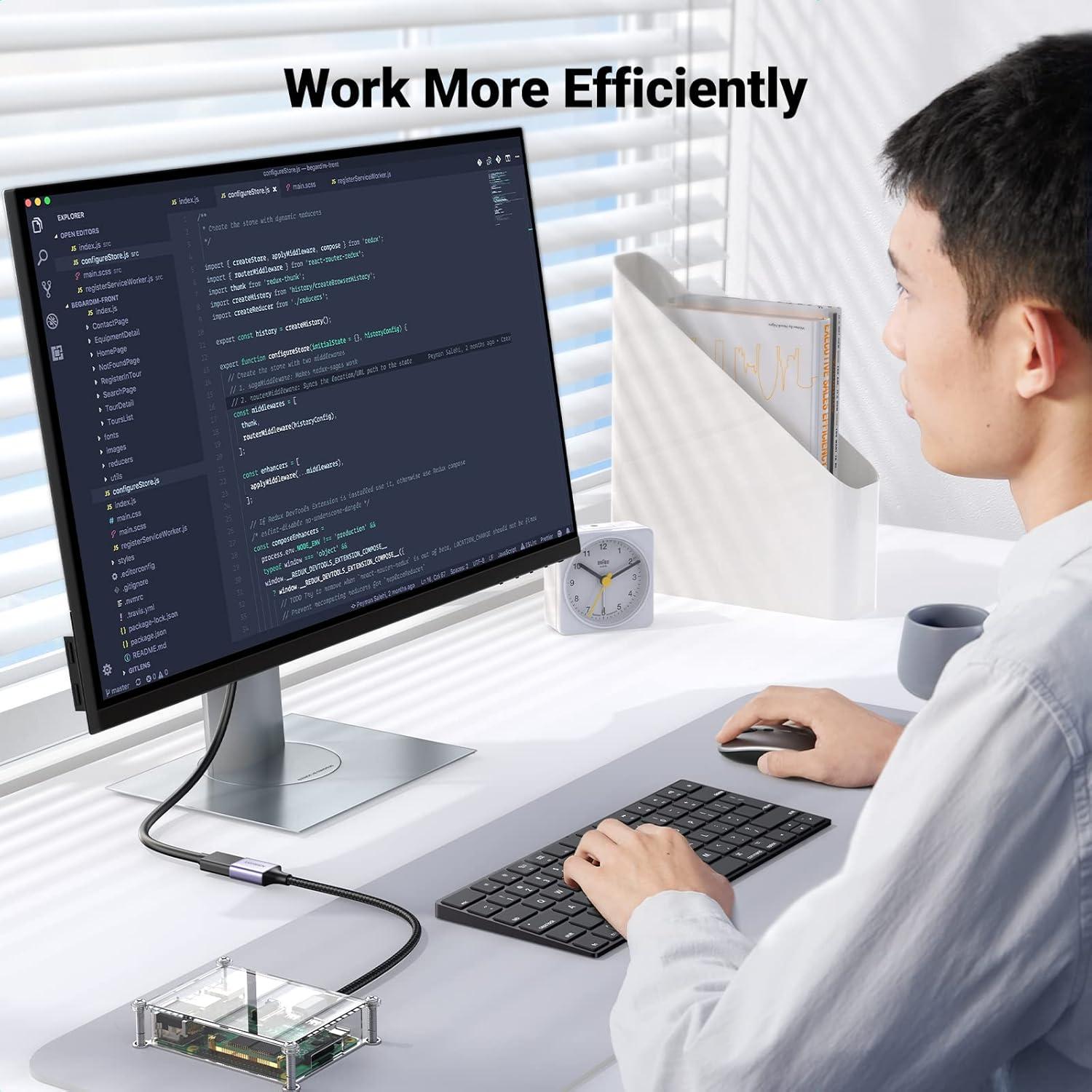 imageUGREEN Micro HDMI to HDMI Adapter Micro HDMI to Female HDMI Aluminum HDMI Cable Adapter Supports 4K 3D 1080P Compatible with Raspberry Pi 54Pi 500 GoPro Hero 7 Nikon B500 8 Inch Grey