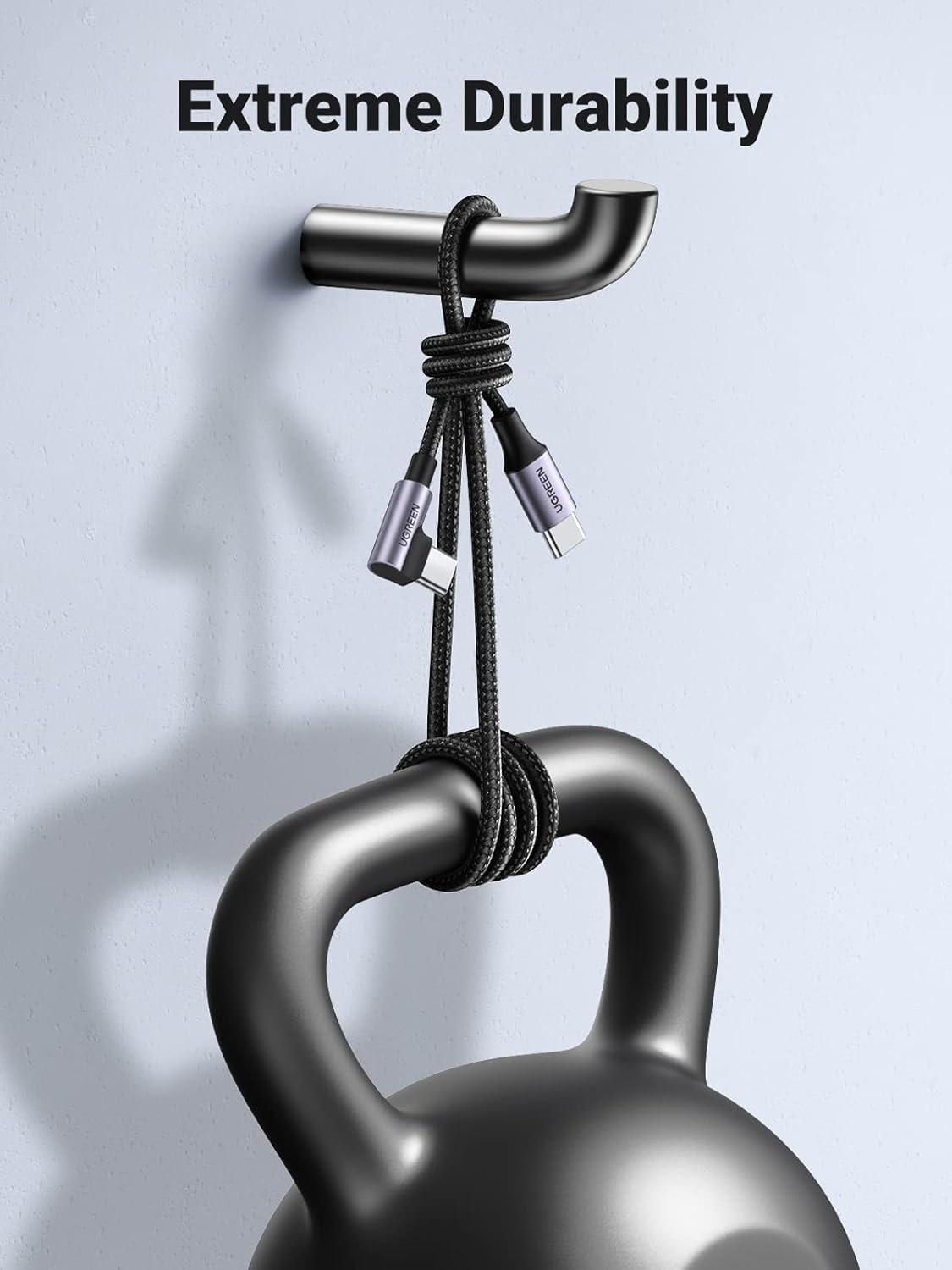 imageUGREEN Right Angle USB C Cable 66FT 60W USB C to USB C Cable 90 Degree Type C Cable for iPhone 1716 MacBook ProAir iPad Pro 2022Air 5Mini 6 Galaxy S25S24S23 Pixel 109 Switch33ft