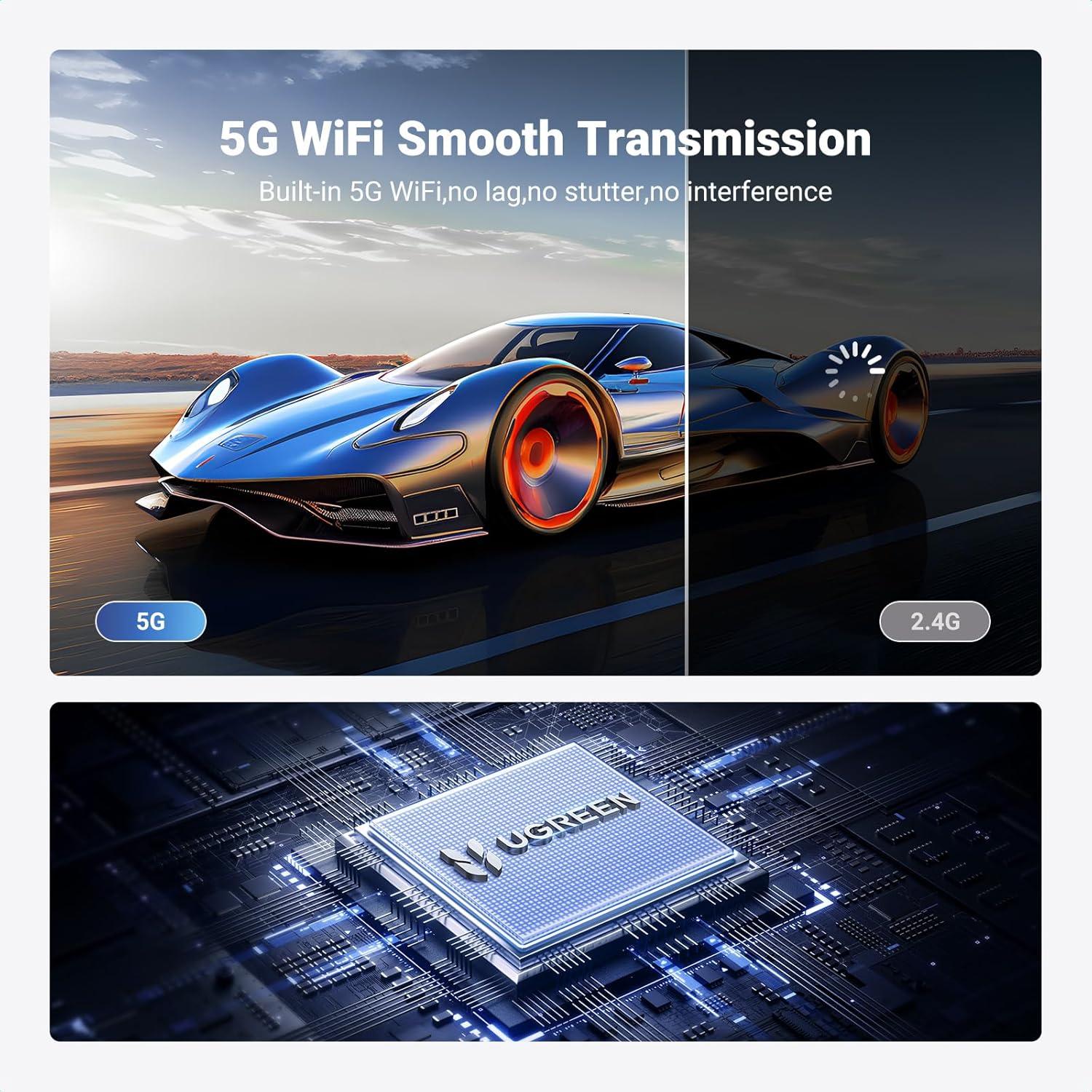 imageUGREEN Wireless USB C Transmitter and HDMI Receiver TypeC to HDMI 1080P60Hz 5G WiFi Transmission for Video and Audio Output from PhoneComputerMacBookCameraTV BoxDVD to TVMonitor 164FT50m