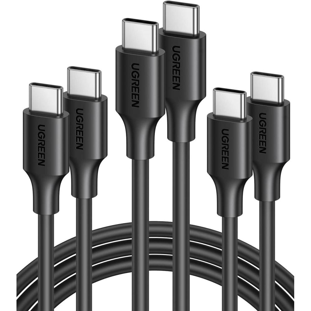 imageUGREEN 60W 3Pack USB C to USB C Cable Type C Fast Charging Cable Compatible with iPhone 1717 Air17 Pro16 MacBook Pro 2022 Samsung Galaxy S25S24Z FoldZ Flip Google Pixel 9 Switch 66FT