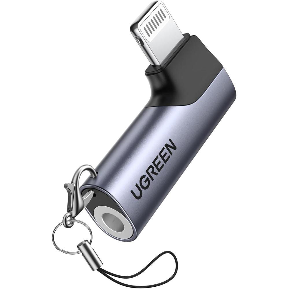 imageUGREEN Headphone Adapter for iPhone Lightning to 35mm Jack MFi TRRS Aux Earphone Stereo Audio Mic Converter Mini Dongle Compatible with iPhone 14 13 Pro Max 12 11 XR XS SE 2022 iPad Headset Car