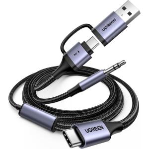 UGREEN USB C to 3.5mm Audio Cable and Charger 2 in 1 Hi-Res Type C to Aux TRS Headphone Car Stereo with PD 60W Fast Charging Compatible with iPhone 17 ProMax Galaxy S25 Pixel 10 iPad Pro Switch 2, 5FT