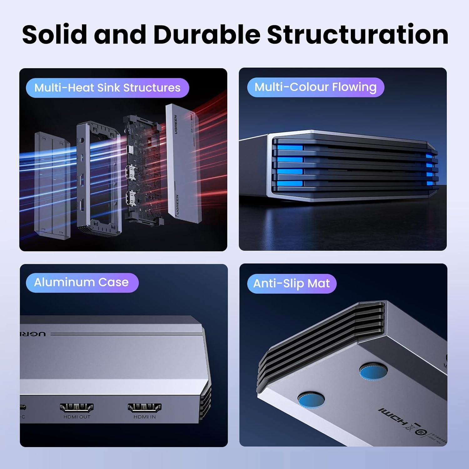 imageUGREEN 4K60Hz Capture Card Ultra HD HDMI Video Capture Card 1080P240Hz USB 30 UltraLow Latency with VRR and HDR for Streaming Gaming Recording Compatible with iPad Switch 2 PS5 Xbox PC Mac