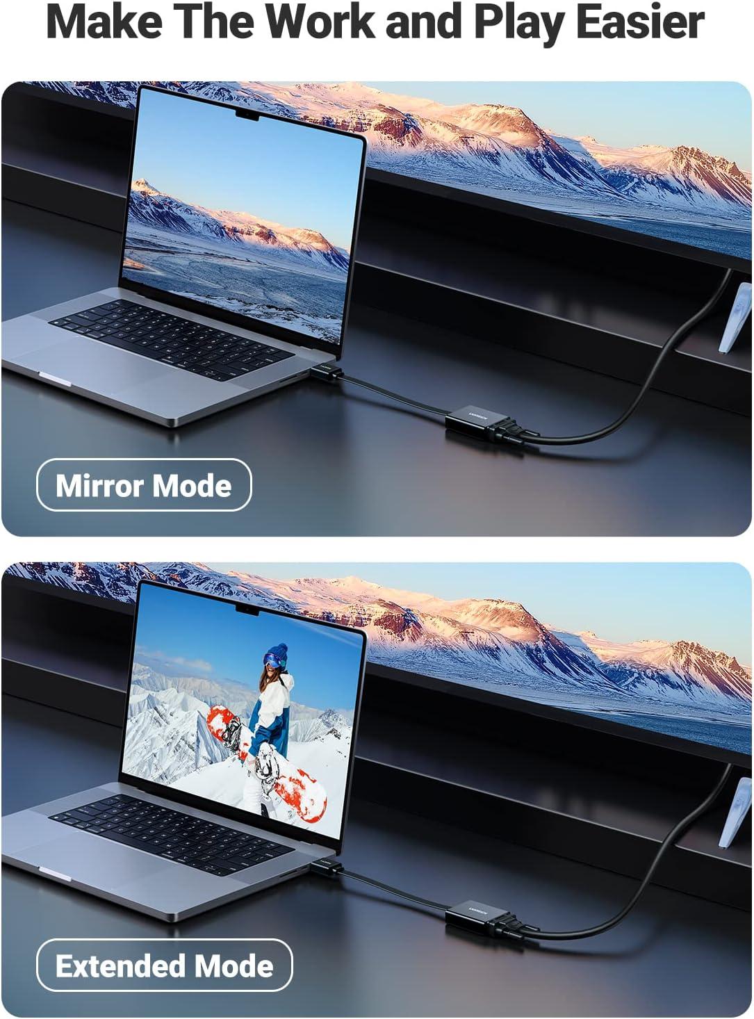 imageUGREEN Active HDMI to VGA Adapter with 35mm Audio Jack HDMI Male to VGA Female up to 1080P for PC Laptop Ultrabook Raspberry Pi Chromebook Black