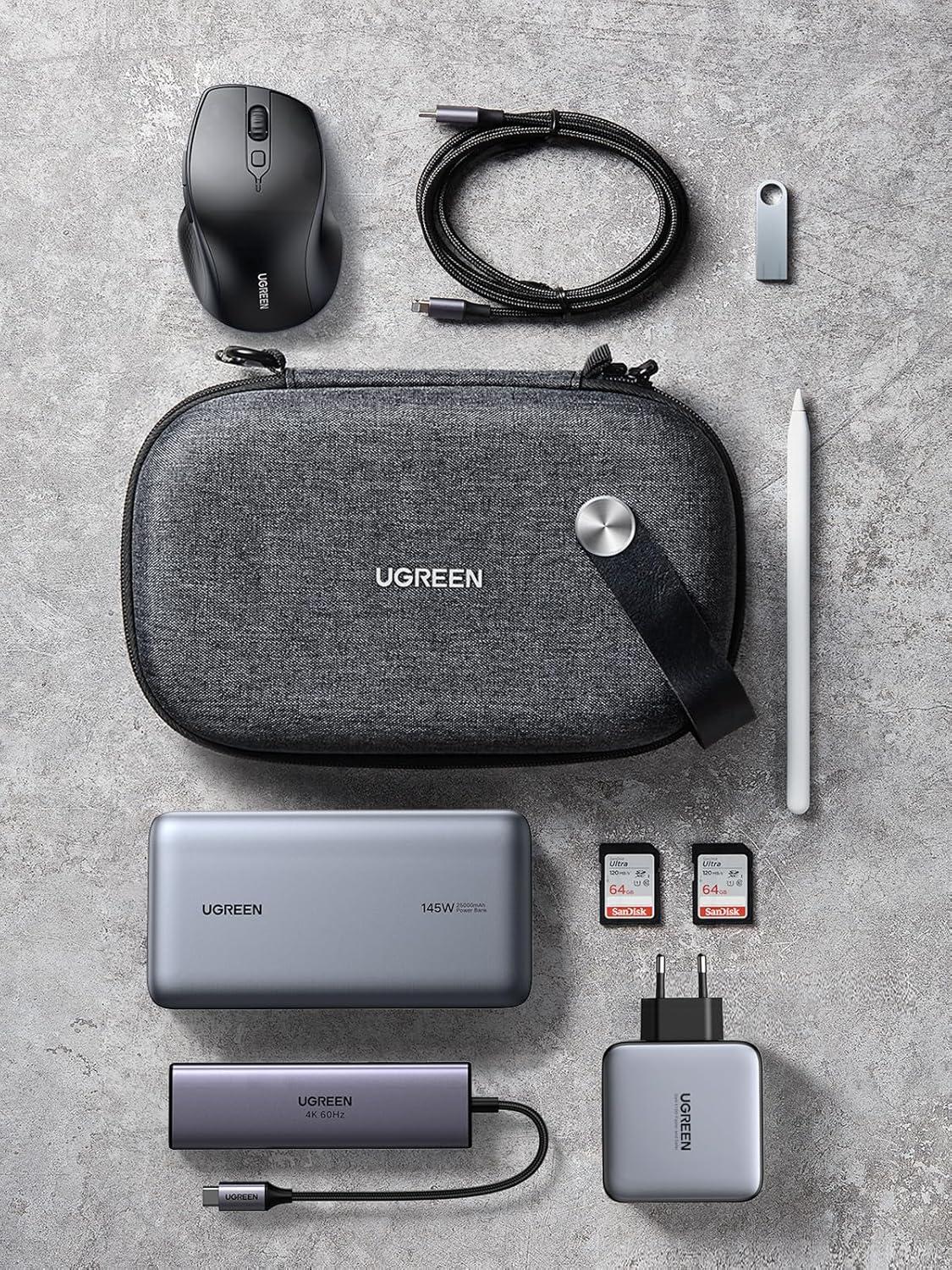 imageUGREEN Electronics Organizer Travel Case Cable Organizer Bag Waterproof Portable Storage Pouch for Charger Cables USB Flash Drive Power Bank Memory Card Travel Accessories BlackBlack