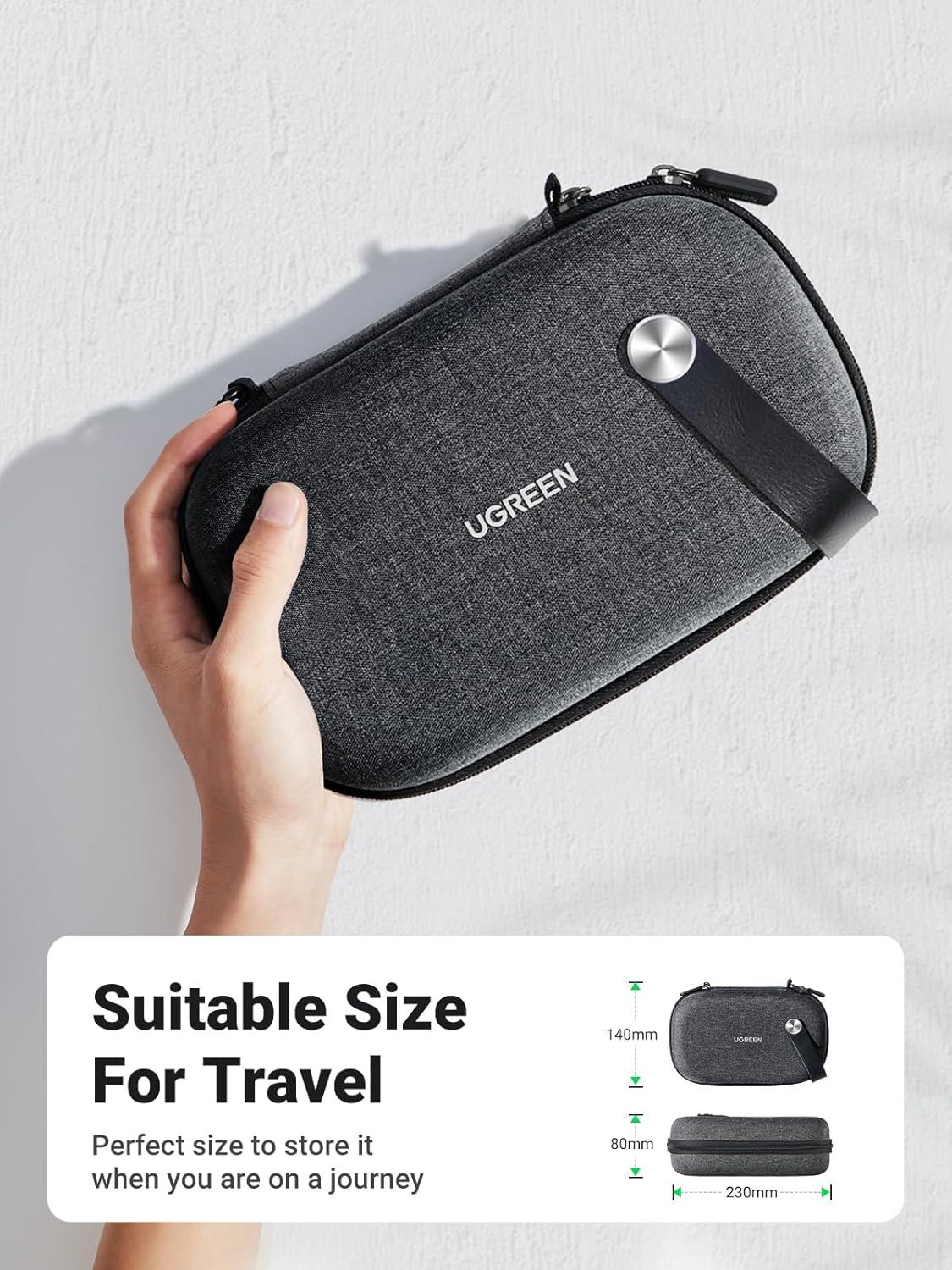 imageUGREEN Electronics Organizer Travel Case Cable Organizer Bag Waterproof Portable Storage Pouch for Charger Cables USB Flash Drive Power Bank Memory Card Travel Accessories BlackBlack