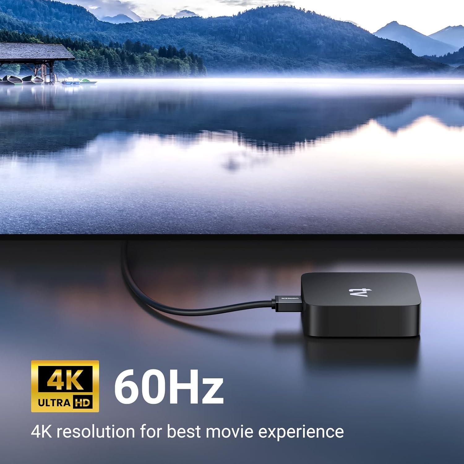 imageUGREEN HDMI Cable Right Angle 4K 90 Degree HDMI Cord High Speed Down Angle HDMI 20 Cable 4K60Hz HD 3D 1080P ARC Compatible for Laptop Monitor Nintendo Switch 2 Xbox PS5 PC TV 33FT66FT