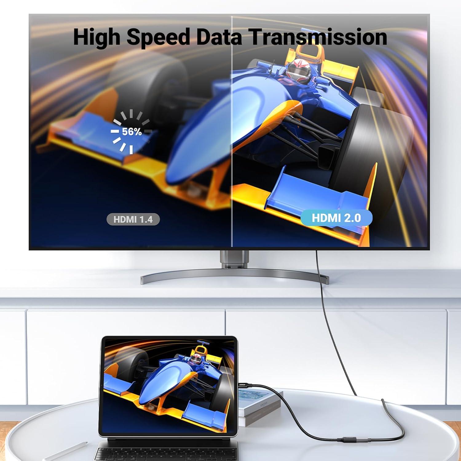 imageUGREEN Micro HDMI to HDMI Adapter Micro HDMI to Female HDMI Aluminum HDMI Cable Adapter Supports 4K 3D 1080P Compatible with Raspberry Pi 54Pi 500 GoPro Hero 7 Camera Nikon B500 8 Inch BlackBlack